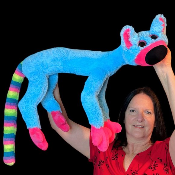 VERY RARE Weasel 28" (46" to end of tail) Blue Pink Rainbow Plush Stuffed Animal - Picture 1 of 4